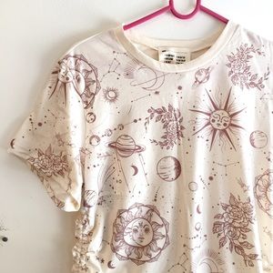 celestial sun moon stars print shirt top medium